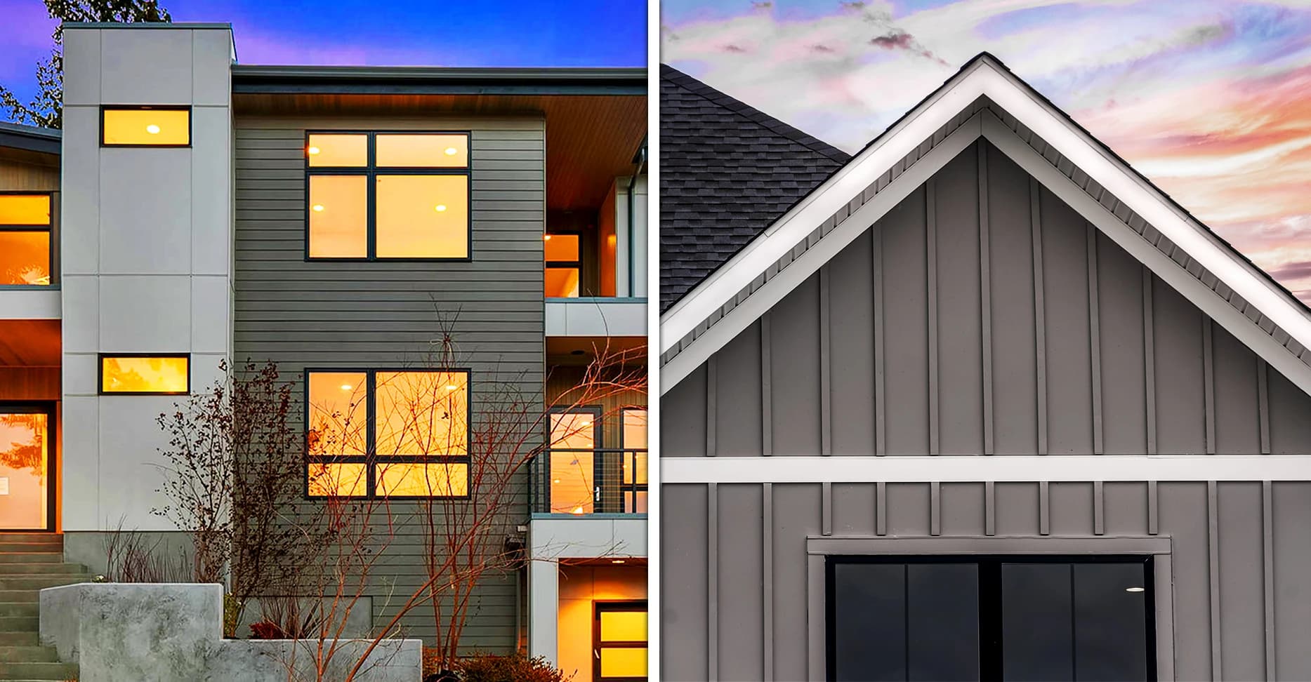 A modern house featuring metal X-Panel siding.